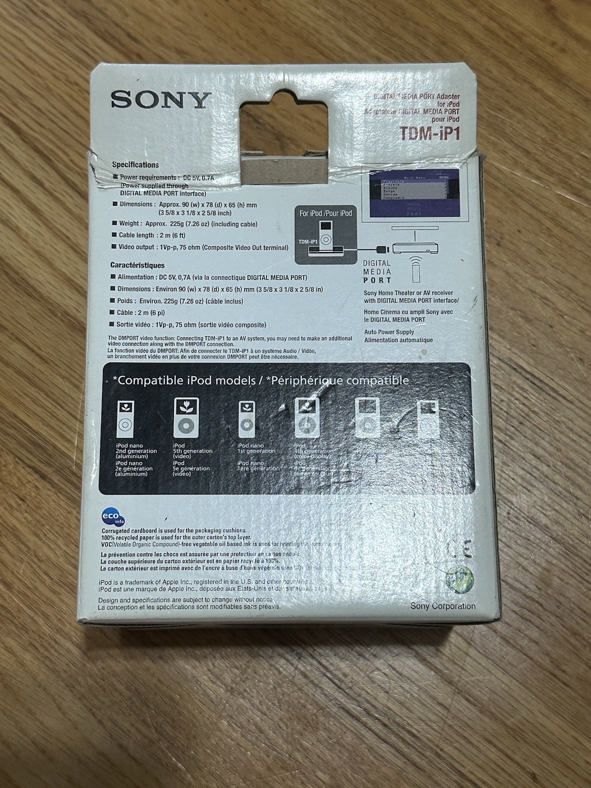 Sony Digital Media Port TDM-iP1 Made For iPod Open Box