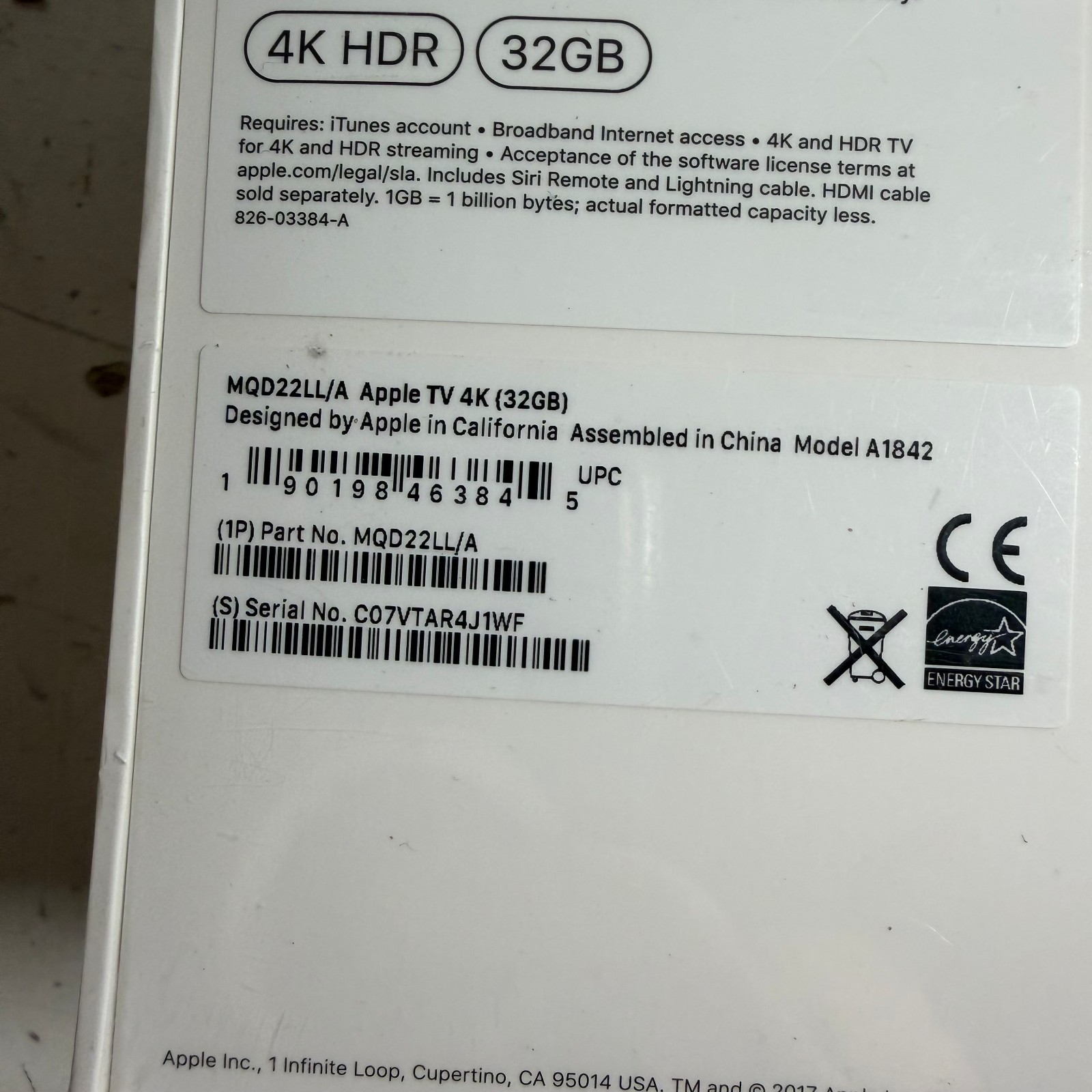 Apple TV 4K 1st Generation A1842 Black 32GB Streaming Media Player – Sealed