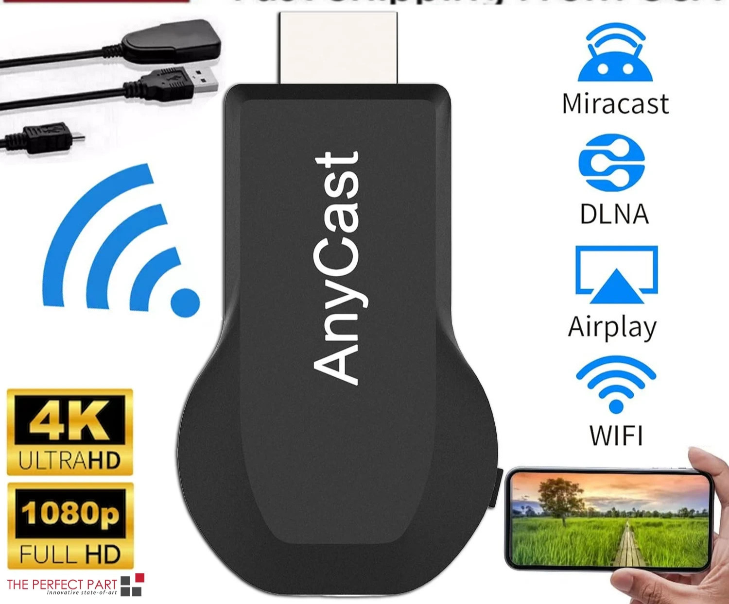 4K WiFi HDMI Anycast Miracast Airplay TV Wireless Display DLNA Dongle Adapter