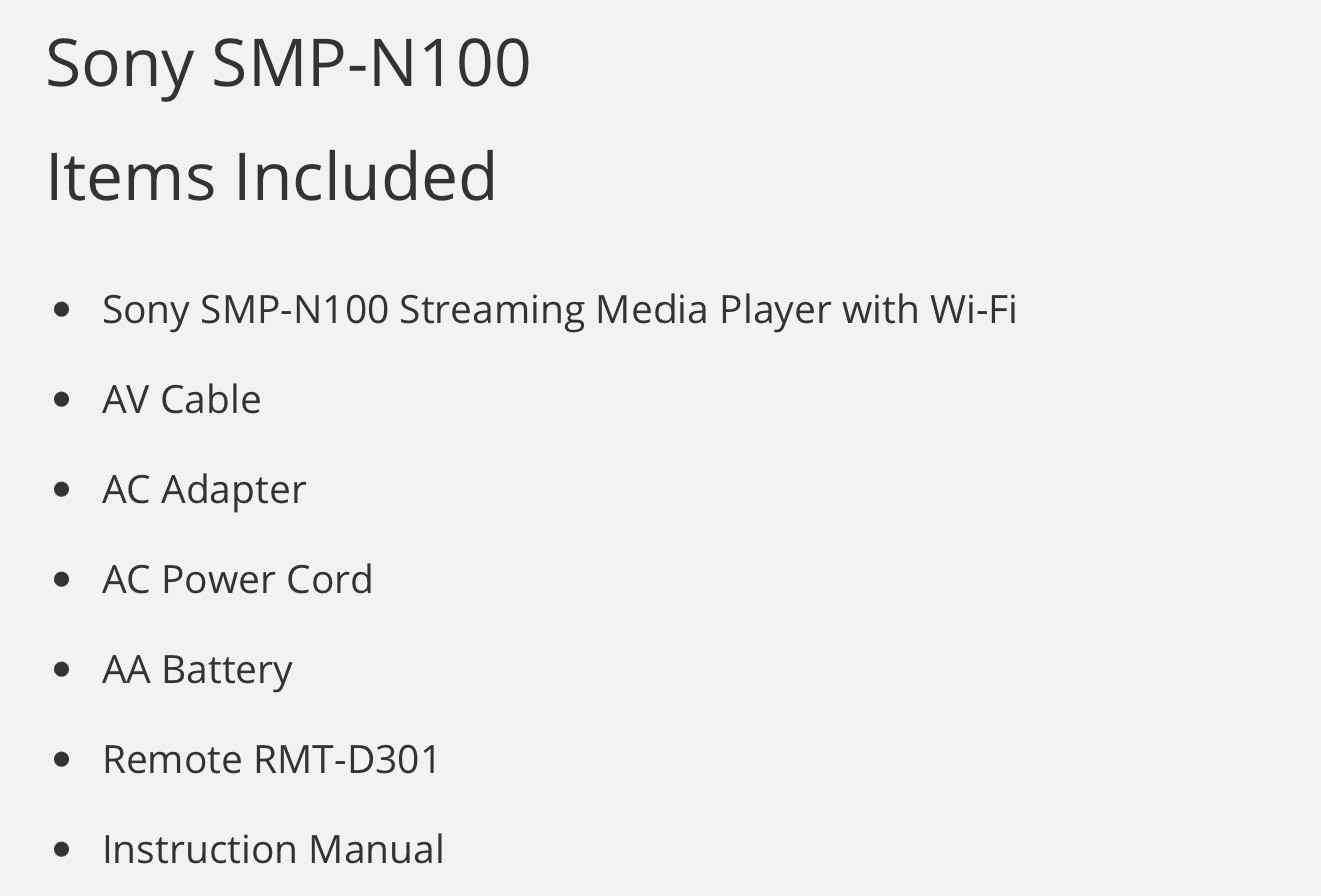 Sony Network Media Player SMP-N100 NEW (Never Opened)