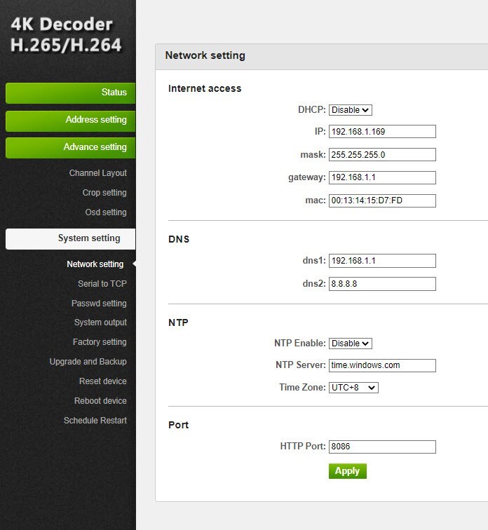 H.265/H.264 4K HTTP HLS RTSP RTMP UDP stream decoder, HDMI VGA CVBS Audio Output