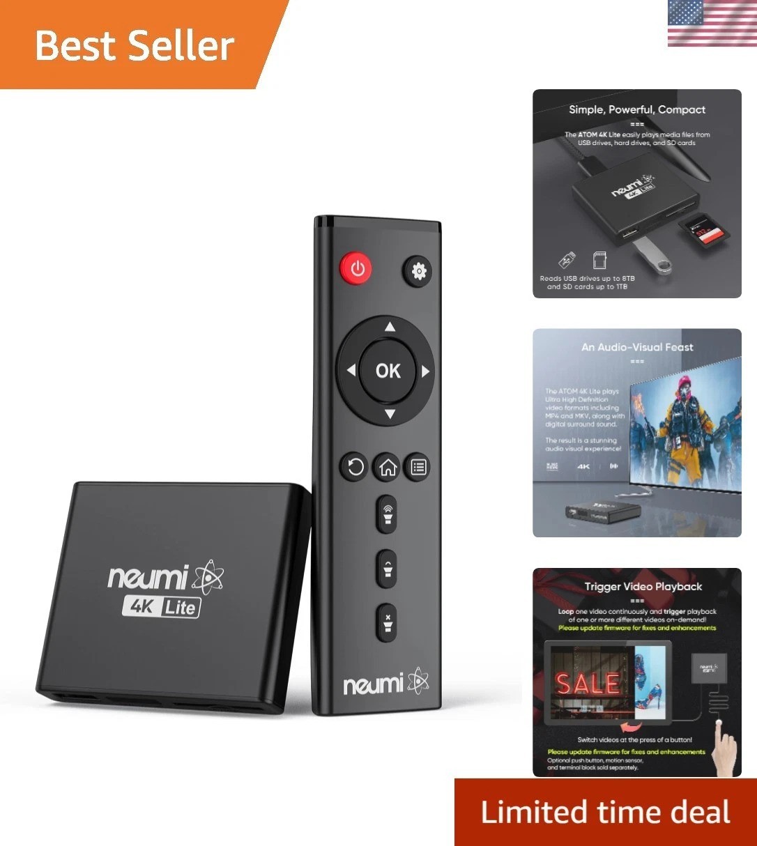 Ultra-HD NEUMI Atom 4K Lite Media Player – Automatic Playback & Trigger Feature