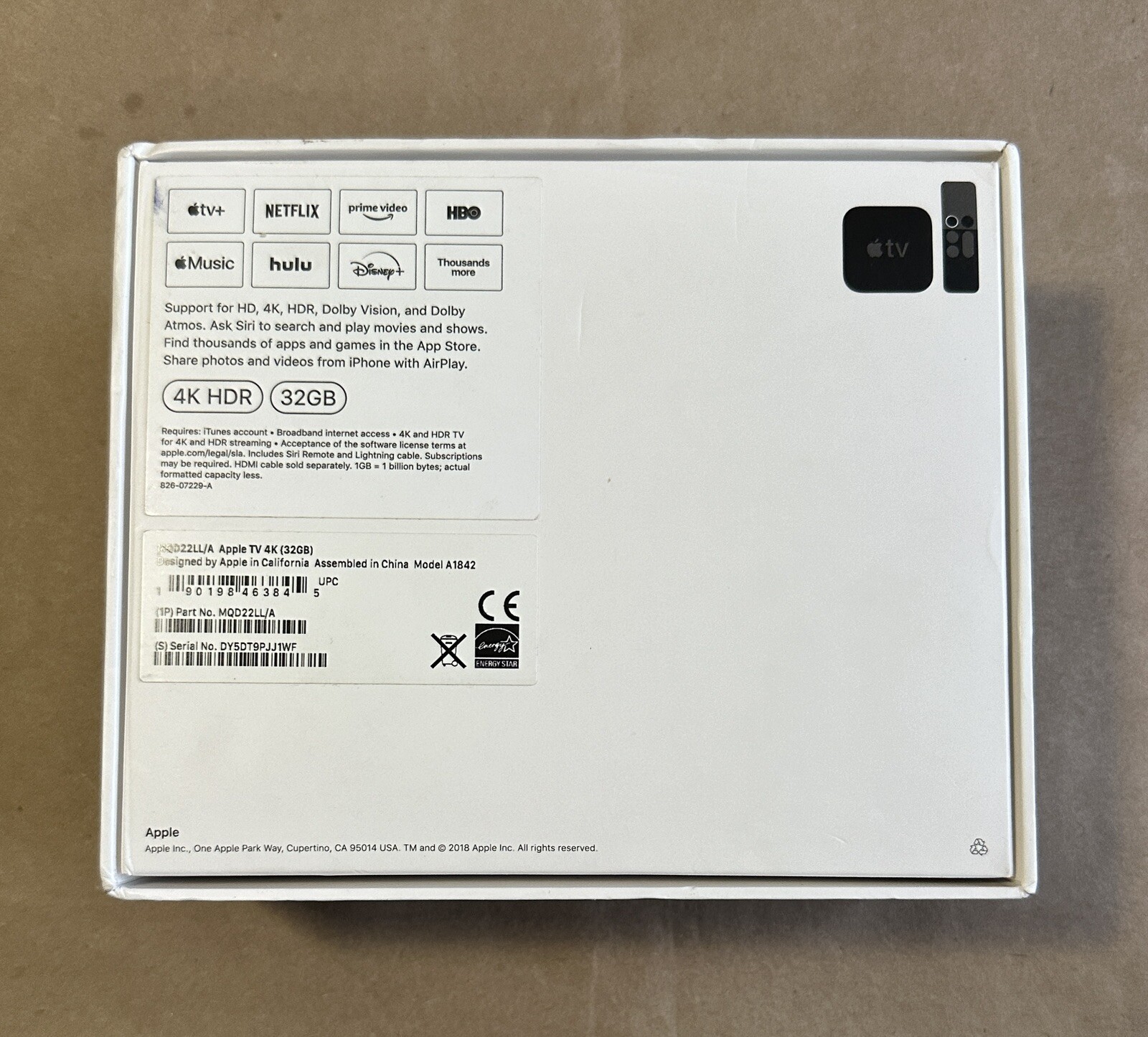 Apple TV 4K A1842 HD Streaming Media Player 32GB No Remote – Free Shipping