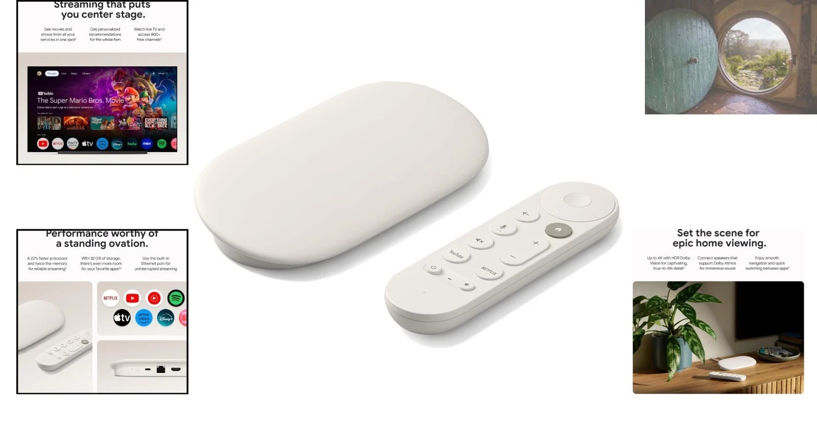 4K HDR TV Streamer with Voice Search Remote & 32GB Storage – Porcelain Finish
