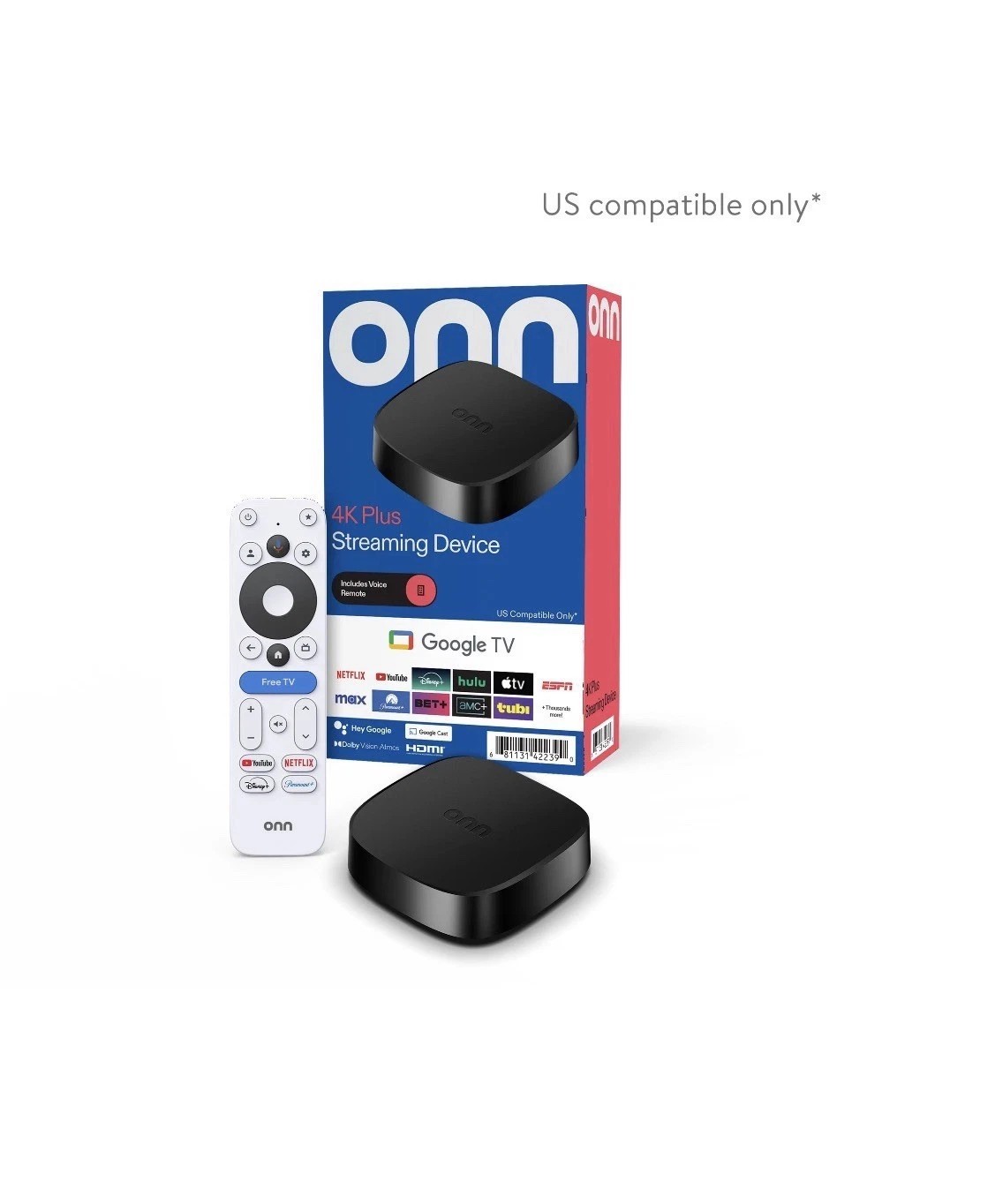 onn Google TV 4K PLUS Streaming Device (2025) 4K UHD, Dolby Vision, Dolby Atmos