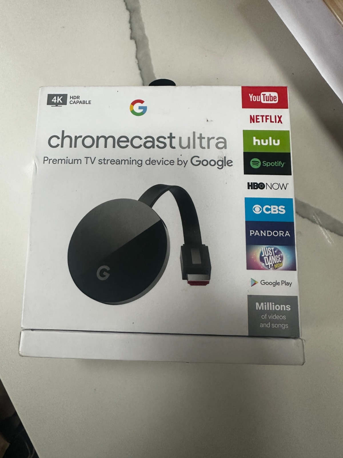 Google Chromecast Ultra 4K HDR TV streamer New Open Box GA3A00403A14 & NC2-6A5-D