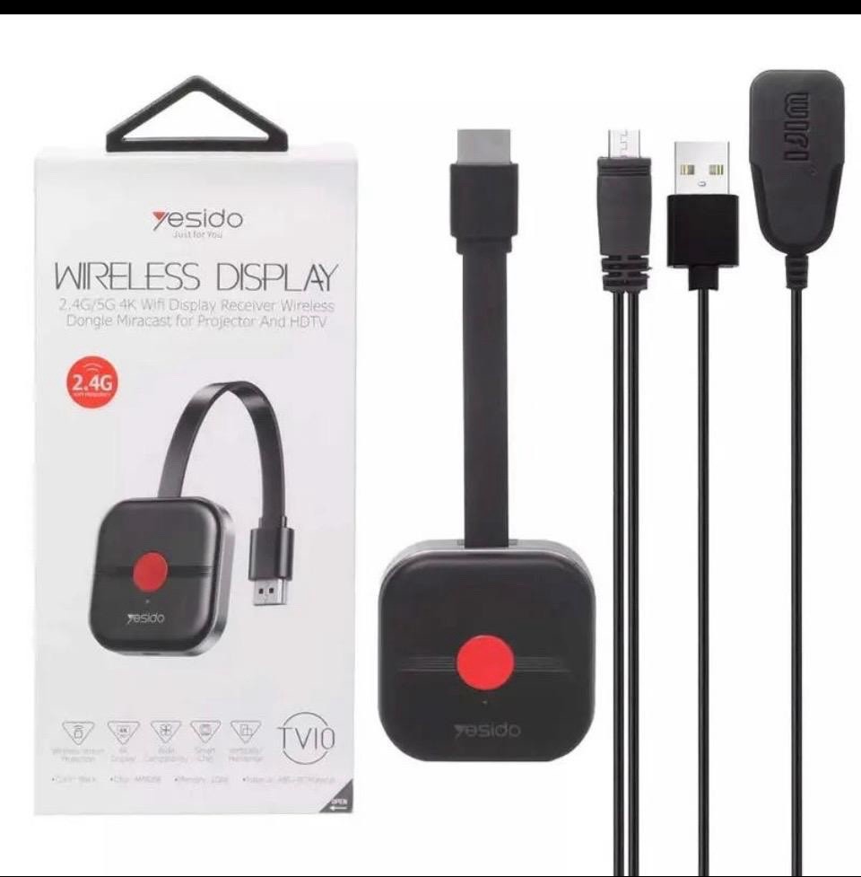 Yesido TV10 4K Wireless HDMI Display Dongle Miracast Receiver USB Black Red