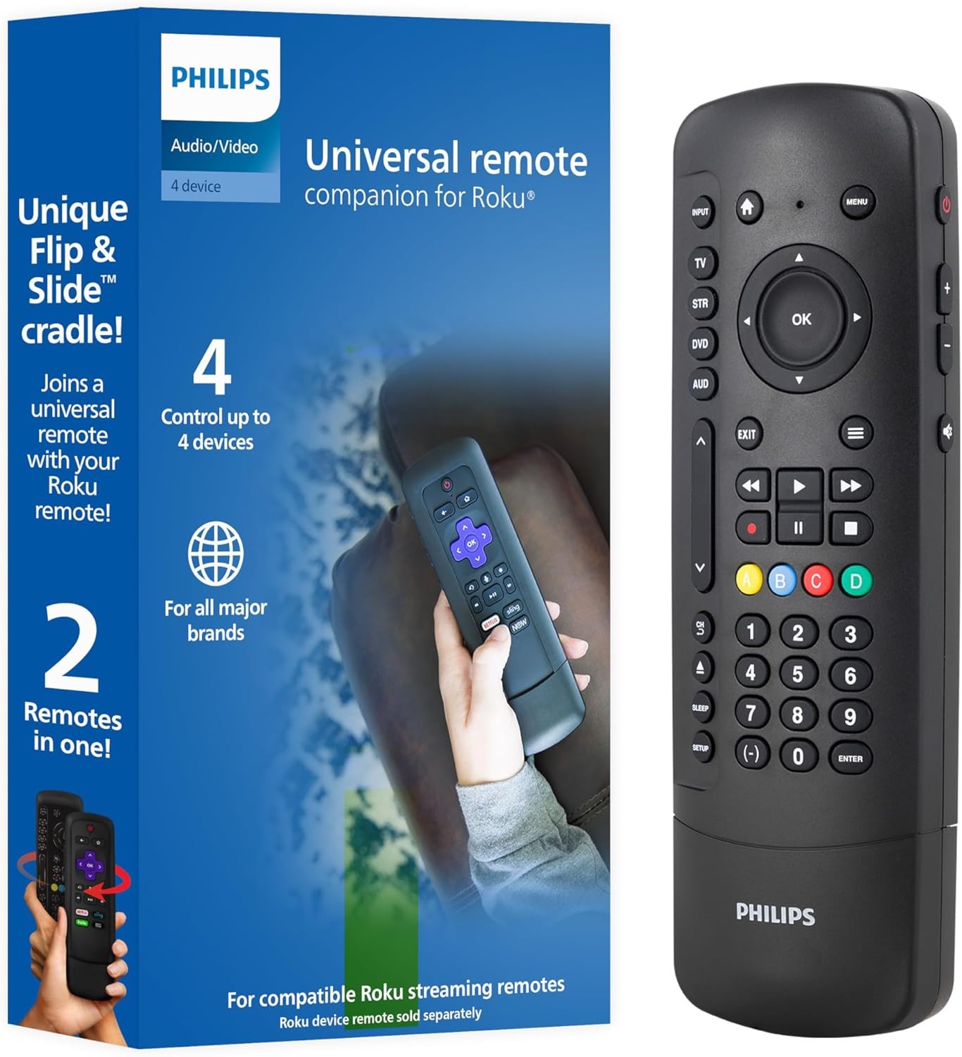 Philips Elite Plus SRP2024R Four Device Universal Remote Control For Roku 2in1