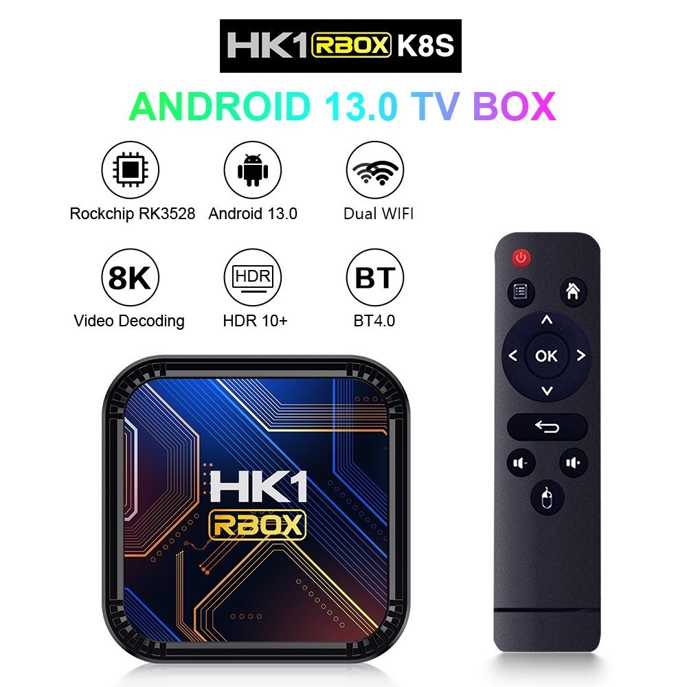 Android 13 TV Box 4GB+32GB Quad Core RK3528 dual wifi Full HD 8K 100M BT4 K8S
