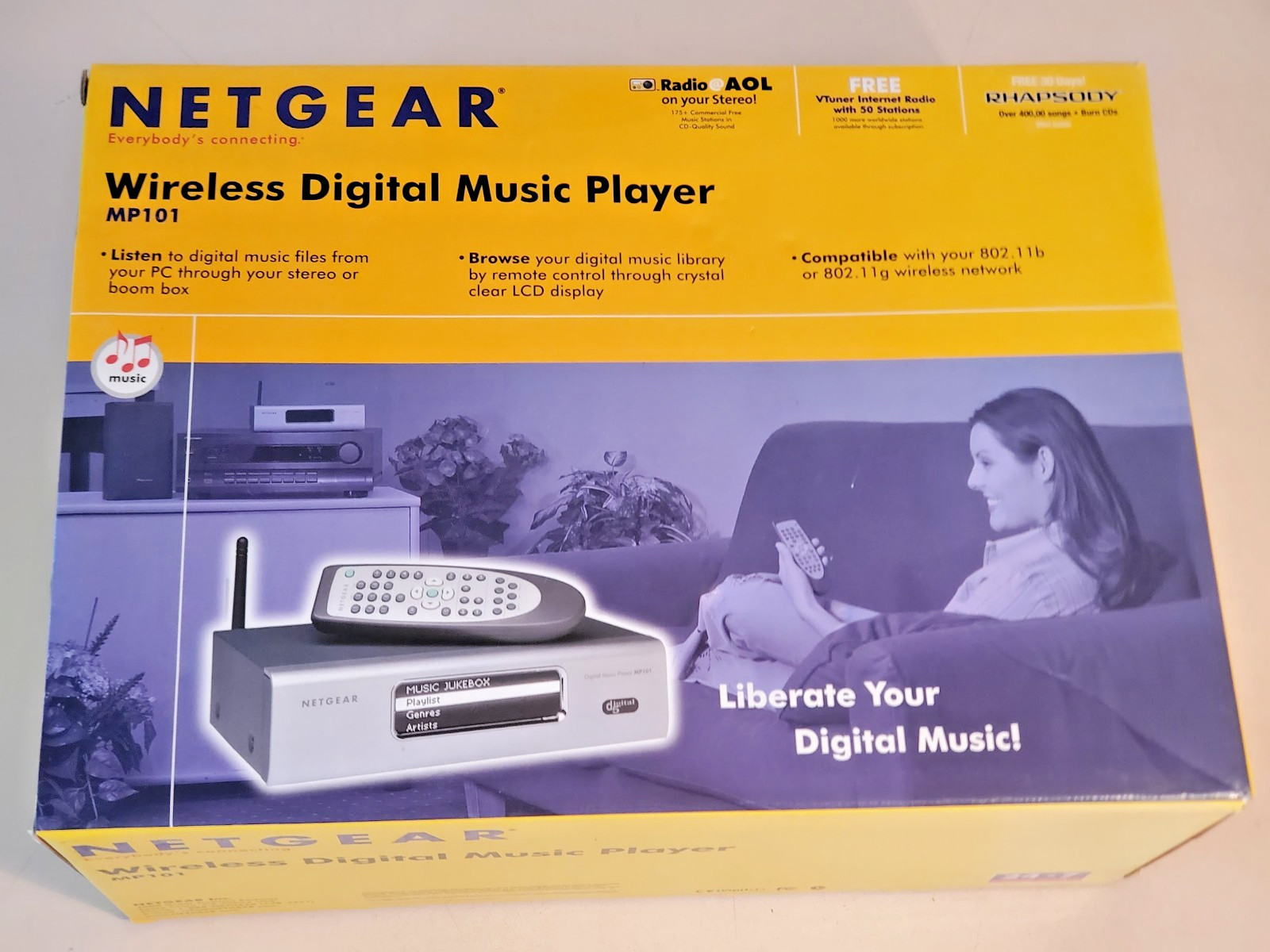NetGear MP101 Wireless Digital Music Player. Media Streamer for MP3 WMA WAV. new