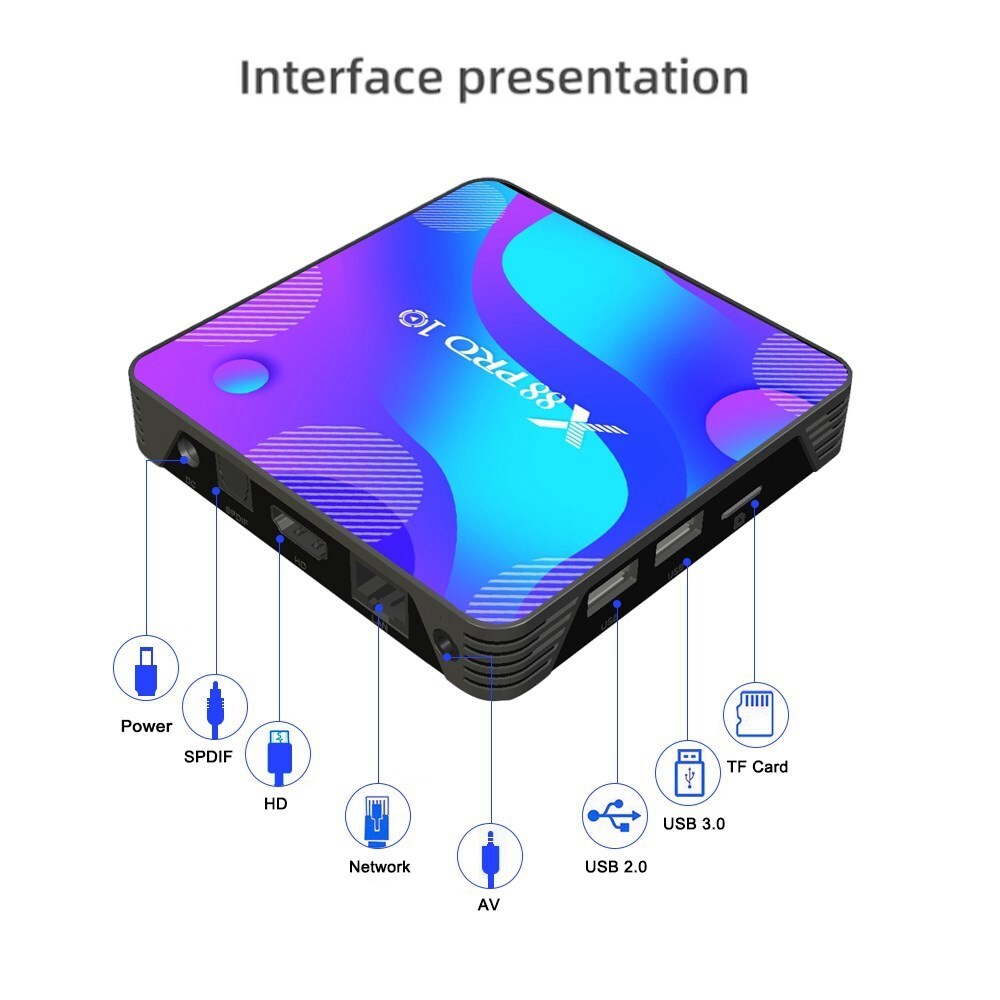 X88 Pro 10 Android Tv Box 11.0 Smart Tv Box Rk3318 2Gb 16Gb Support 2.4G/5G