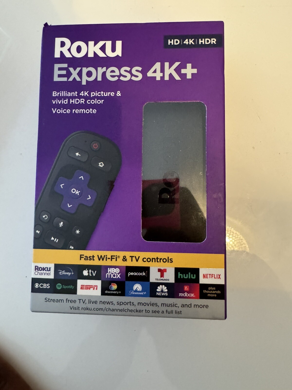 Express 4K+ Streaming Player HD/4K/HDR with Roku Voice with TV Controls