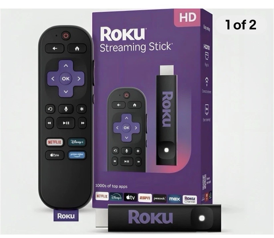 Roku Streaming Stick HD Media Player with Voice Remote – 2025 Model – New Sealed