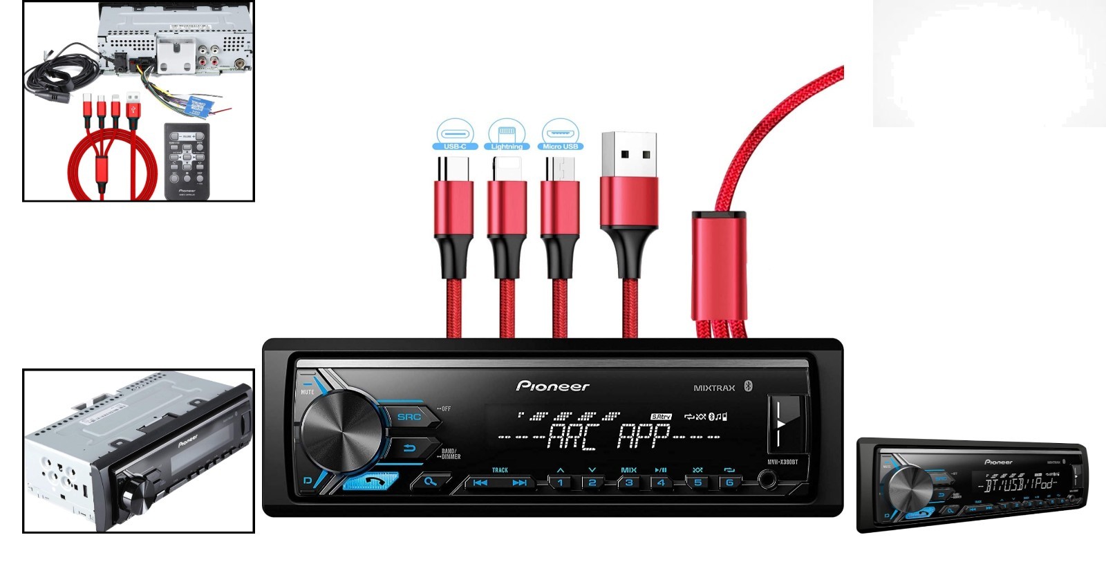 Pioneer MVH-X390BT Bluetooth Digital Media Receiver + Zonoz 3-in-1 Charging C…