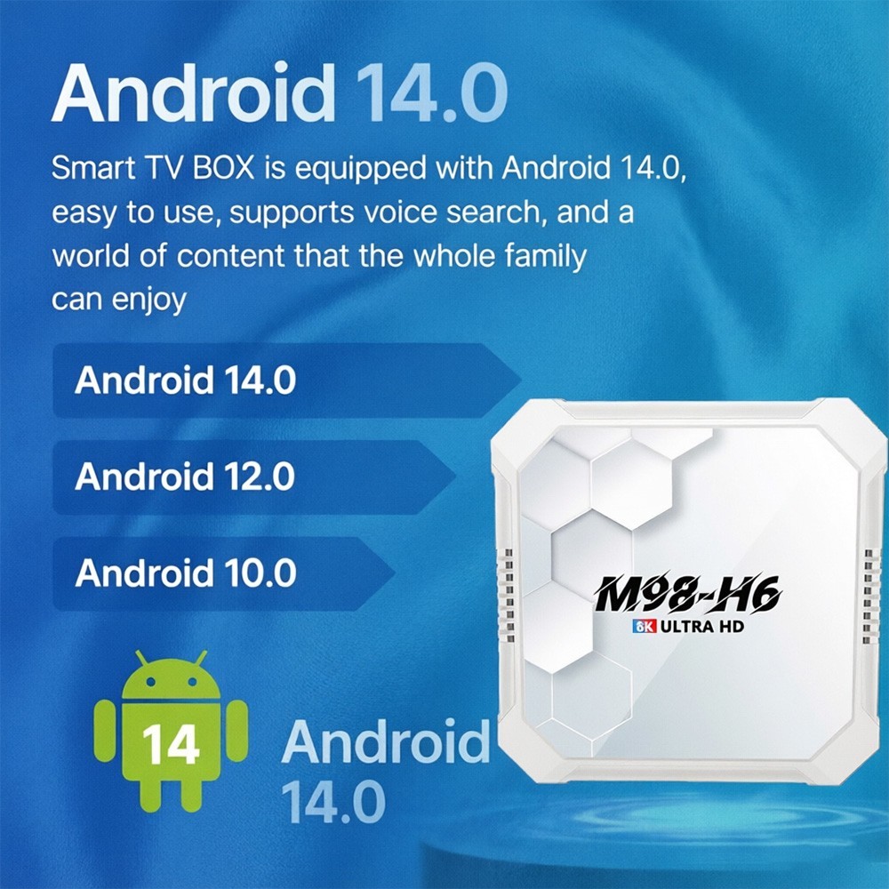 M98-H6 4K Ultra HD Android 14 TV Stick WiFi Bluetooth 5.4 HDMI Streaming Device