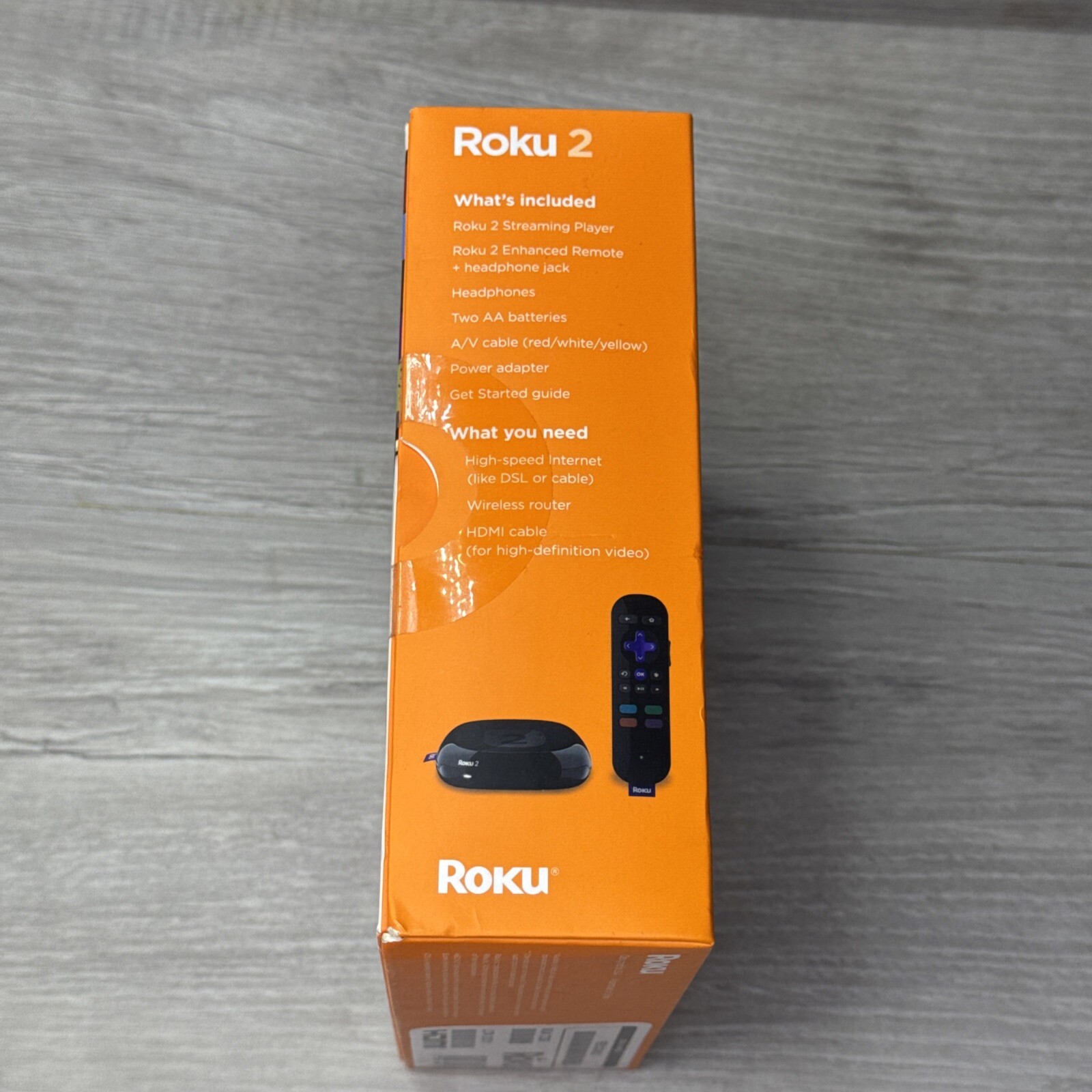 Roku 2 Media Streamer W/ Headphone Jack- Black (2720R) New & Factory Sealed