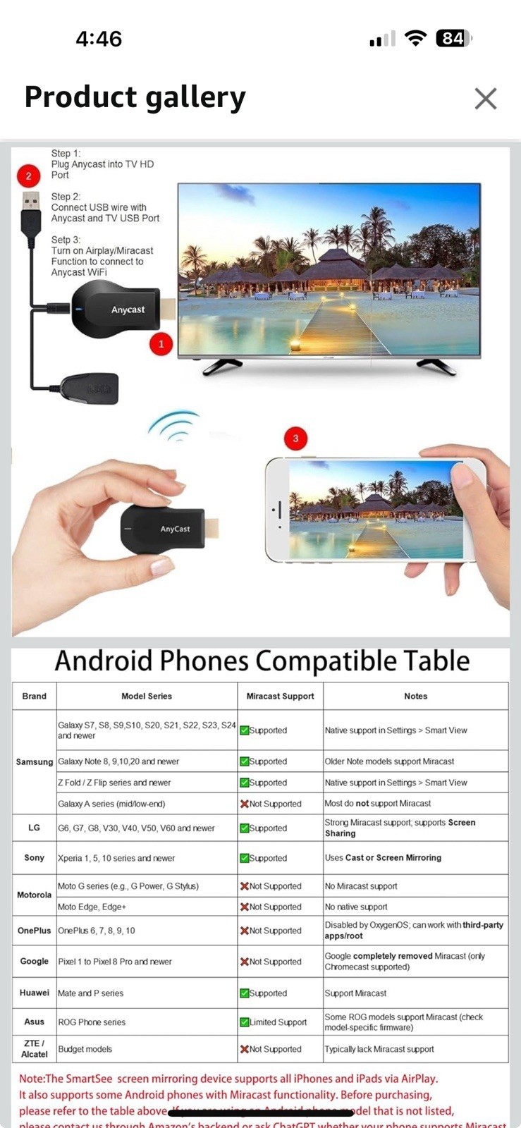 AnyCast M2 Plus WiFi Display Receiver 1080p HDMI TV DLNA Airplay & Miracast