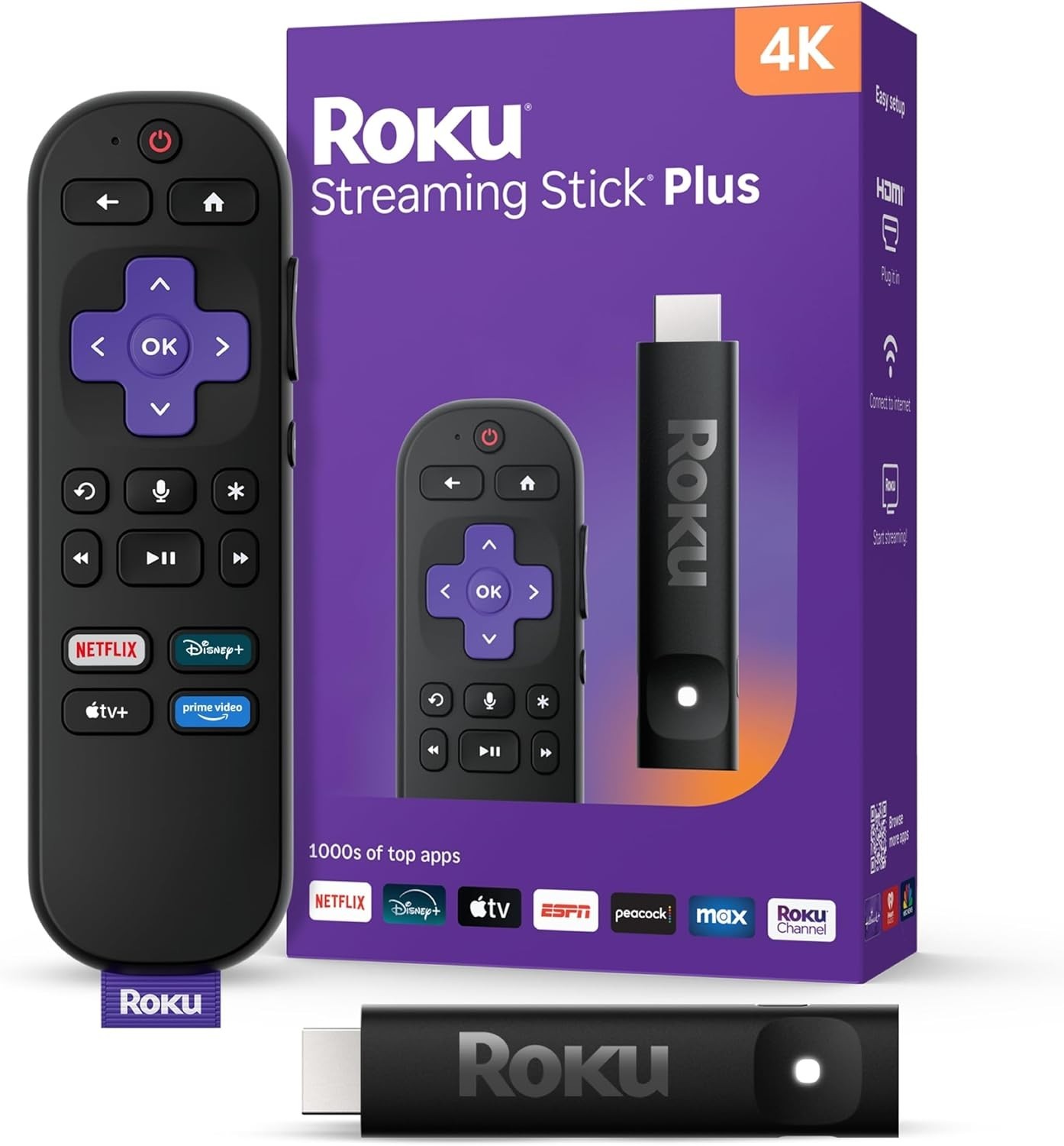 Roku Streaming Stick plus 2025 – 4K & HDR Roku Streaming Device for TV with Voic