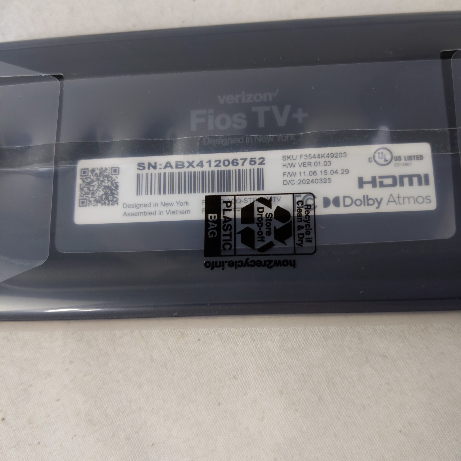 Verizon Stream TV Fios TV+ F3544K49203