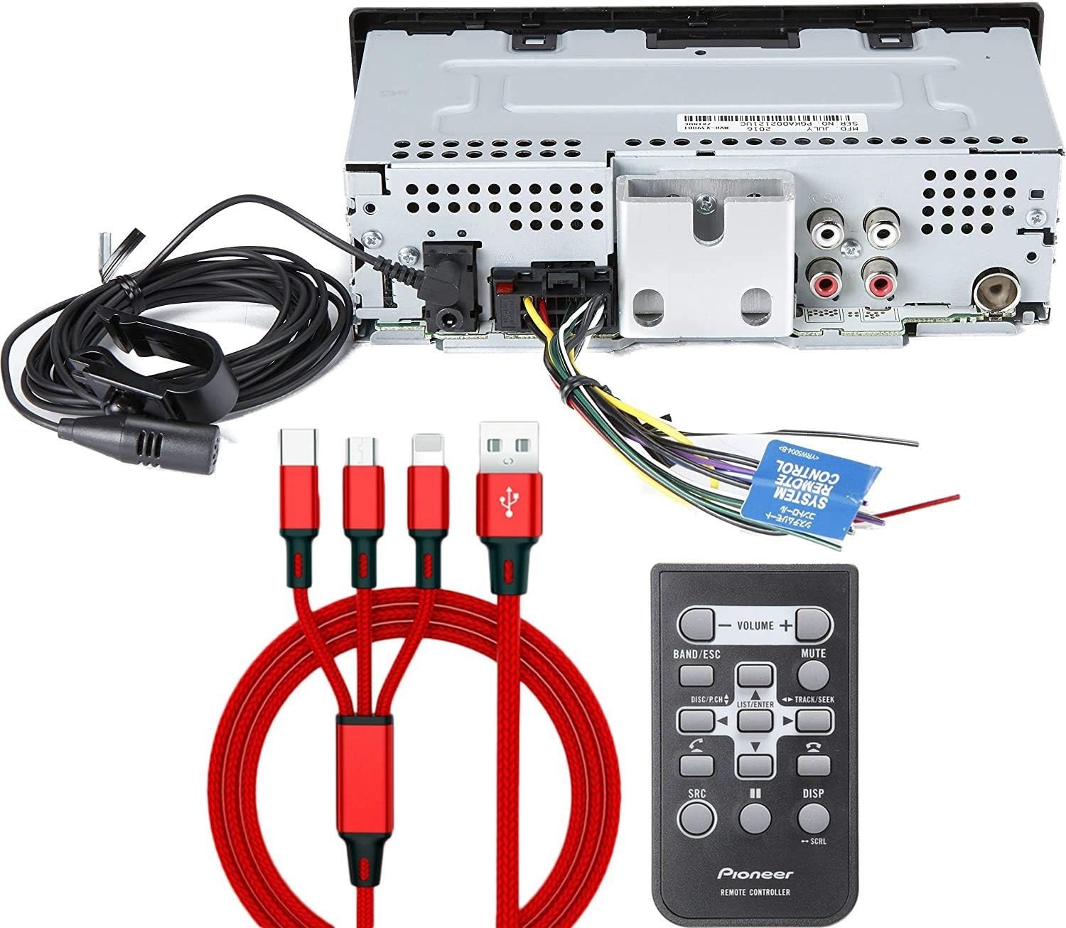 Pioneer MVH-X390BT Digital Media Receiver Bluetooth USB Car Radio + Zonoz 3-i…