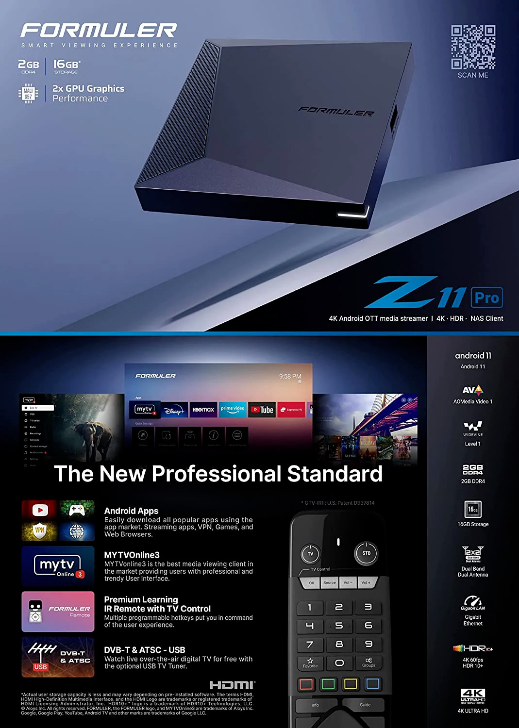 Formuler Z11 Pro Android 11 Dual Band 5G Gigabit LAN 2GB Ram/ 16GB 4K Free Case