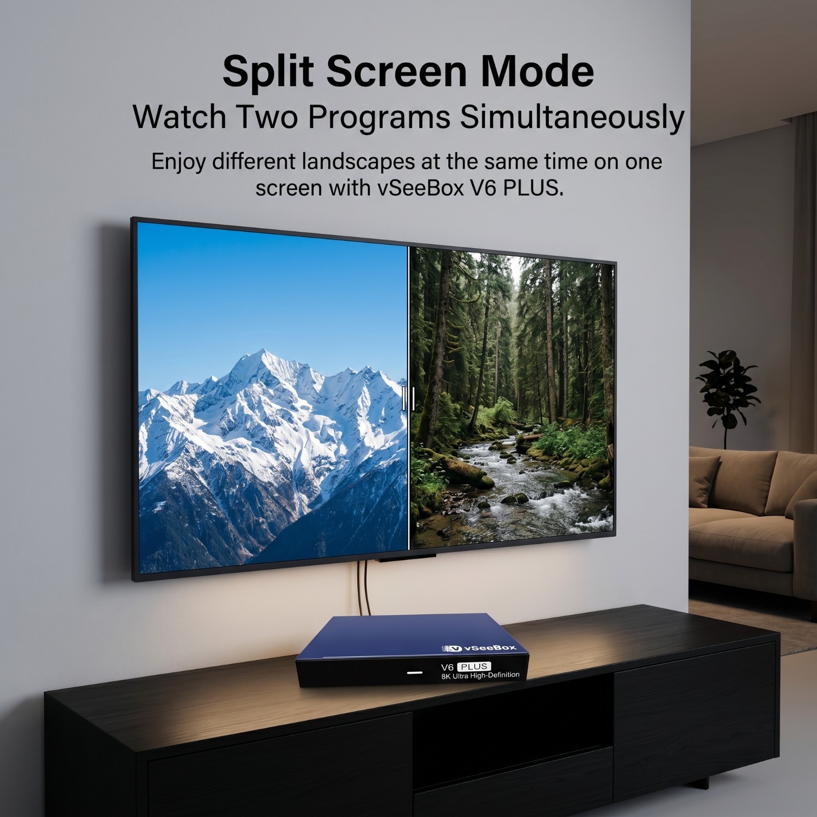 vSeeBox v6 plus Tv Box Split Screen Multiview for Home Entertainment Voice