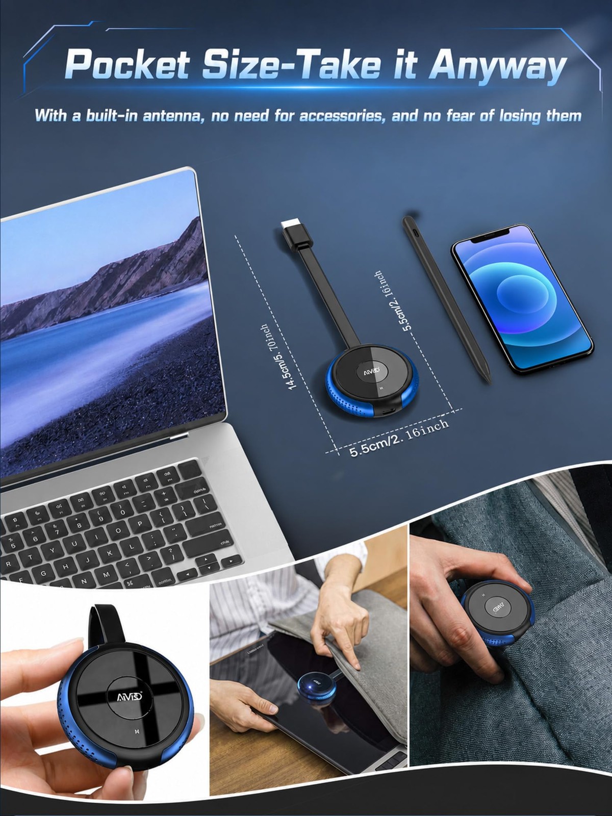 AIMIBO 2026 Wireless Display Adapter 4K 5G, Direct & DLNA Modes, Turly Plug &…