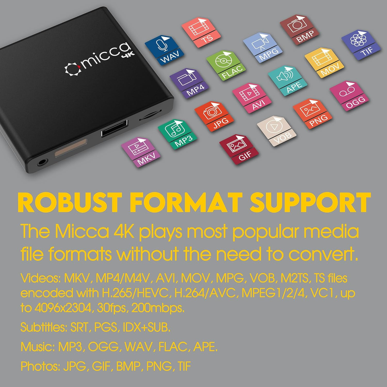 4K Ultra-Hd Digital Media Player for USB Drives and Microsd Cards