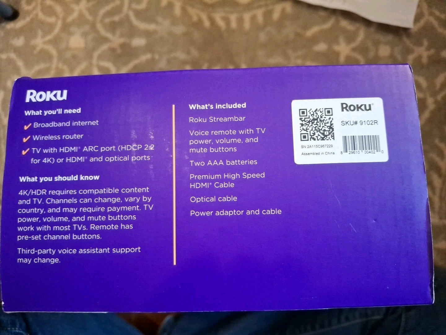 NEW Roku Streambar Model 9102R 4K Streaming Media Player Dolby Audio Bluetooth