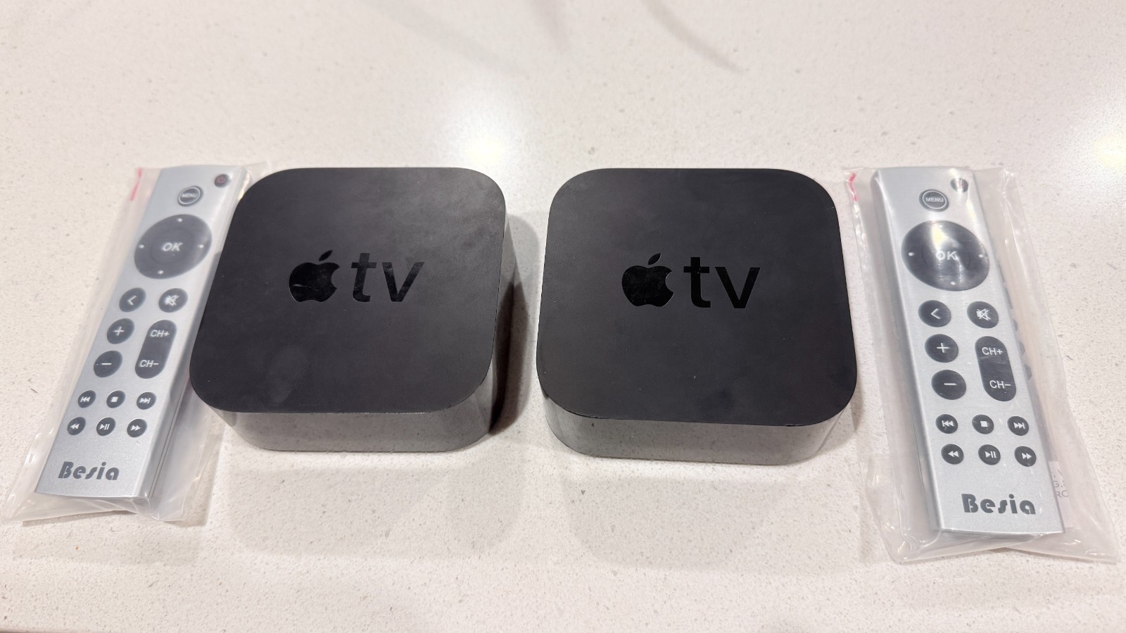 Lot of 2x Apple TV 4K (1st Gen) A1842 + Universal Remotes+Cord
