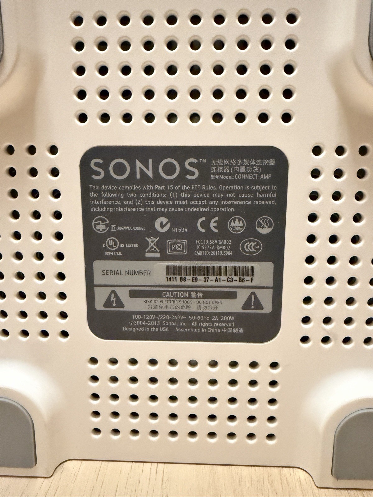 Sonos Connect:Amp Powered Digital Music Streamer Gen 1 S1 App Works Great