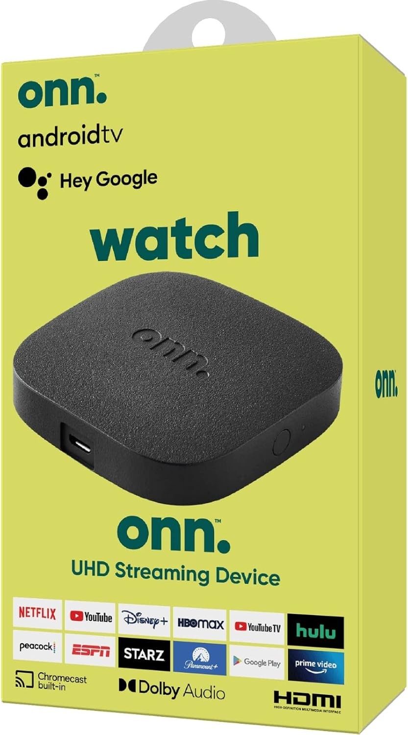 onn Android TV 4K UHD Streaming Player with Voice Control