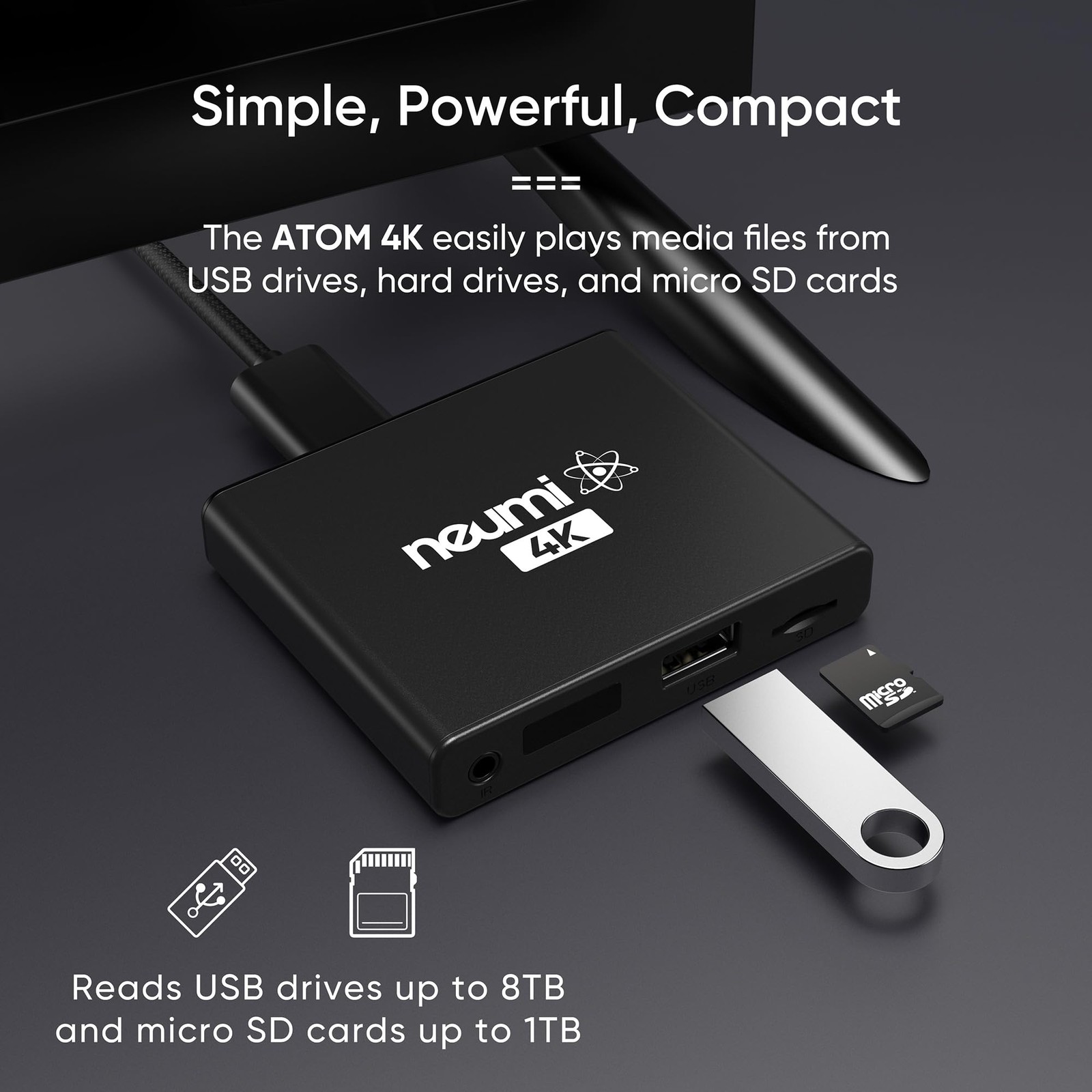 NEUMI Atom 4K Ultra-HD Digital Media Player for USB Drives and SD Cards – Plays