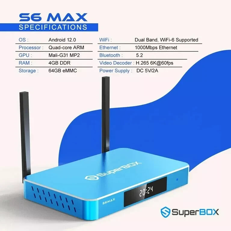 SuperBox S6 Max Android TV Box – No Fees – Authorized Distributor – Fast Ship!