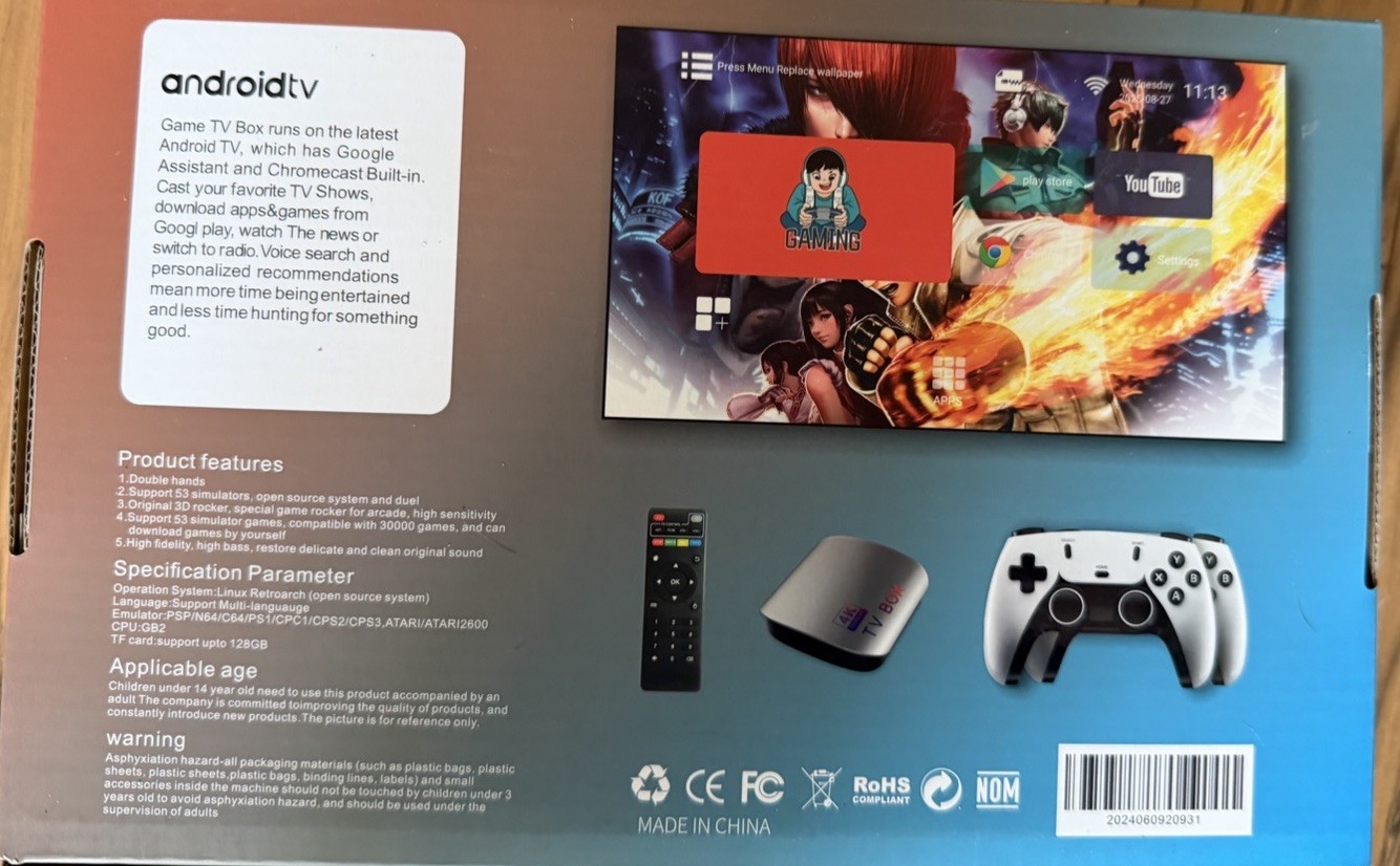 M77 Android TV Game Box 4K 8K HDR 5G w/ 2 Wireless Controllers New
