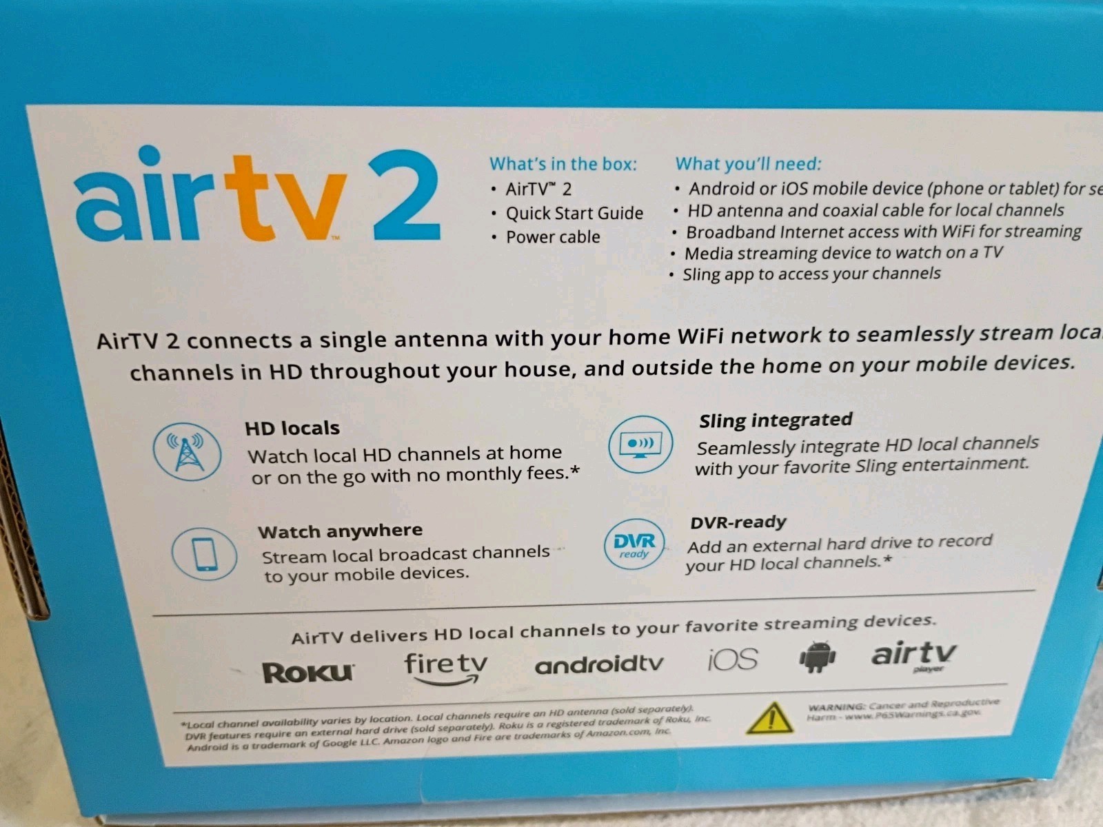 Sling Air TV Bundle, Air TV 2, Air TV Mini, Antenna Antdish VOXX