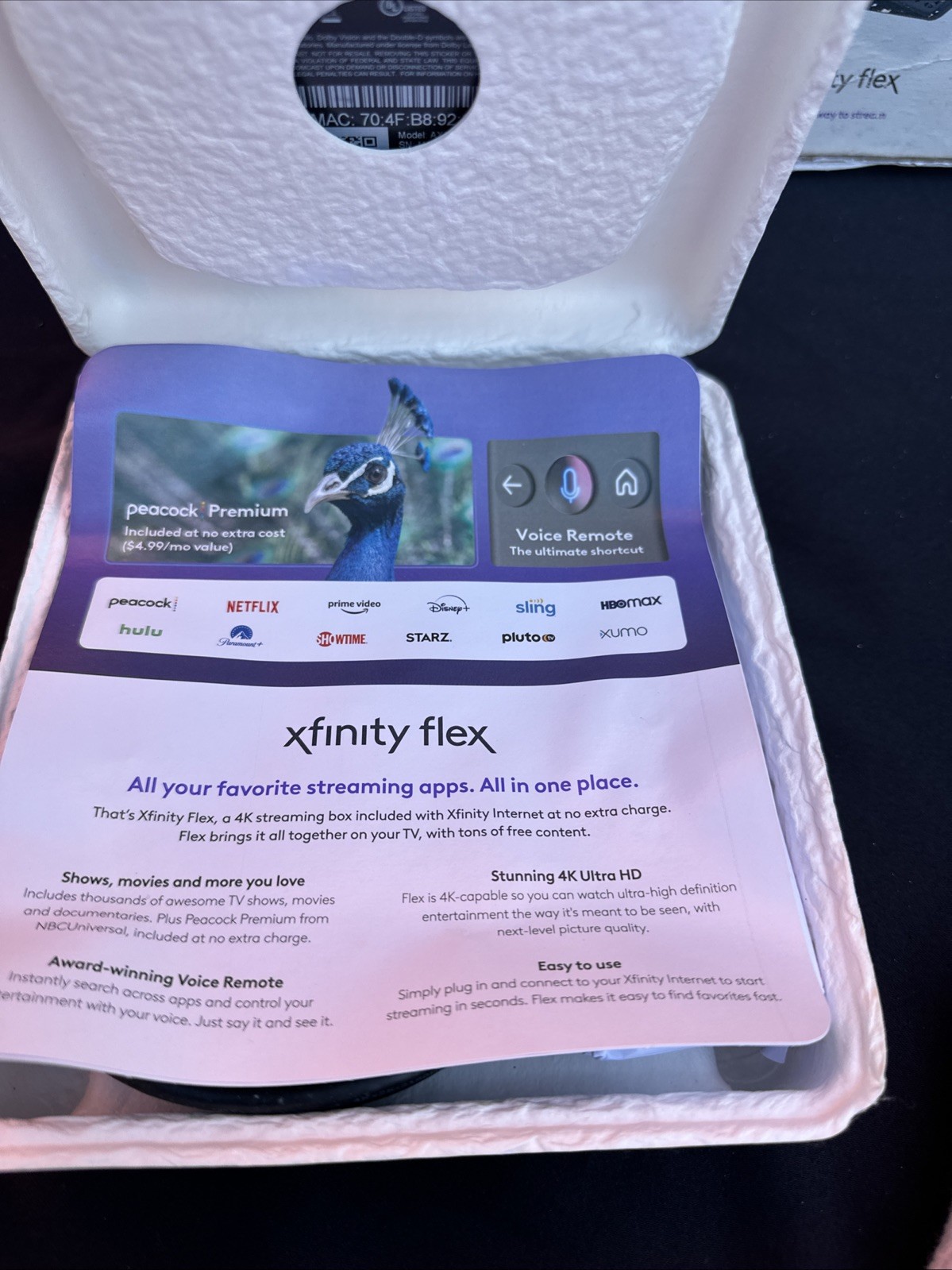 XFINITY Flex 4K UHD Streaming TV Box + Voice Remote, New in Box [Untested AS IS]