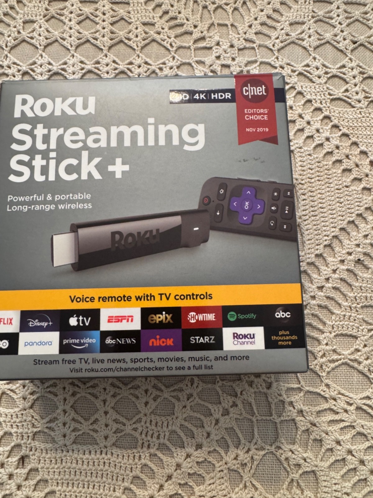 Roku Streaming Stick+ 3810R 4K Streaming Media Player with Voice Remote (Sealed)