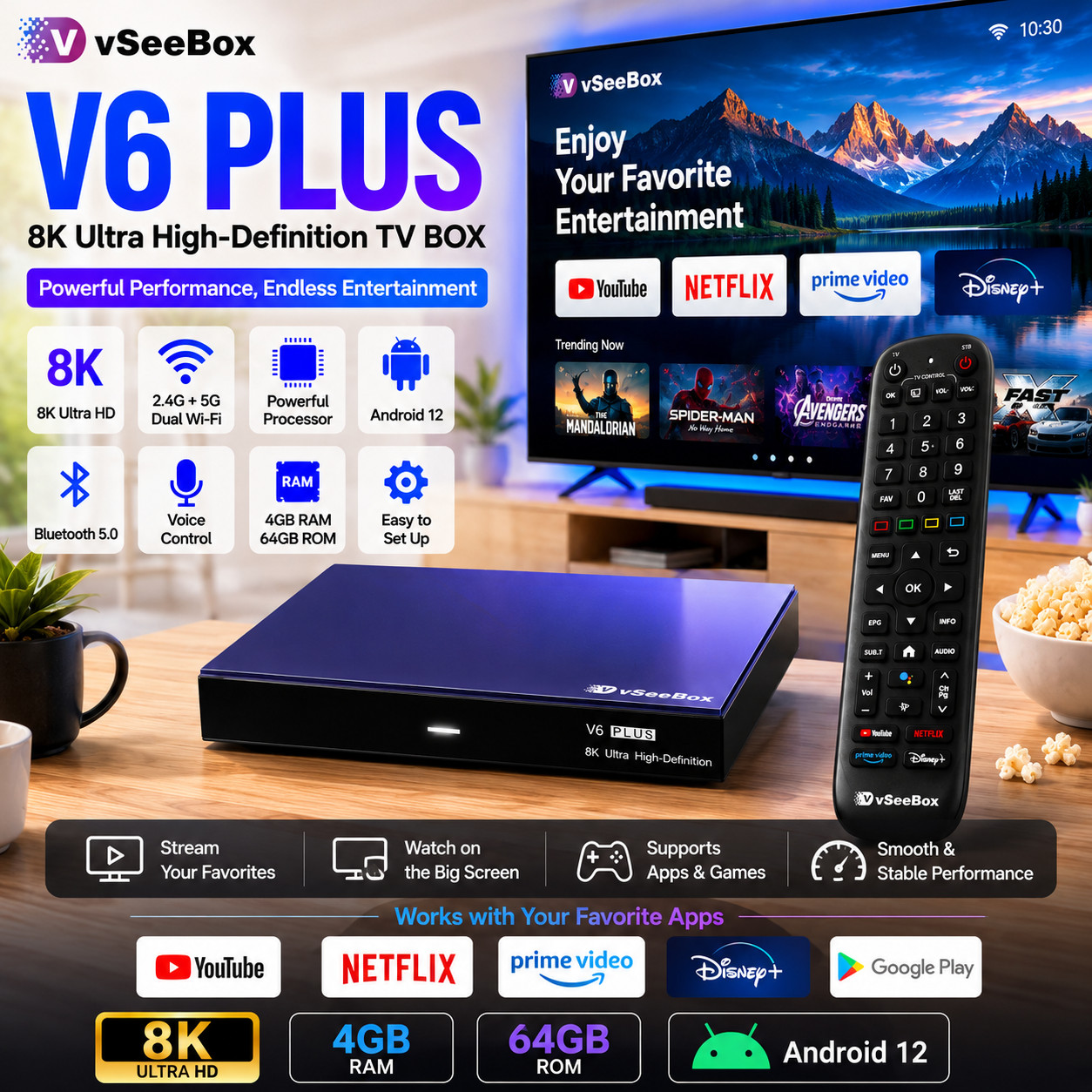 vSeeBox V6 Plus – AUTHORIZED DISTRIBUTOR – FREE SAME DAY SHIPPING