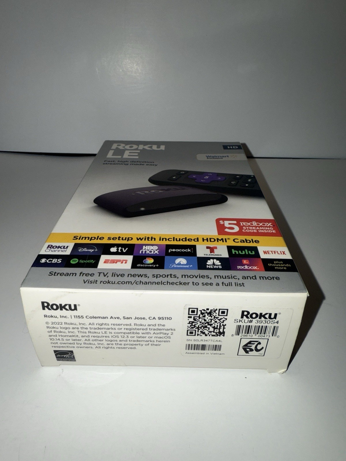 Roku LE HD Streaming Media Player with High Speed HDMI Cable & Simple Remote New