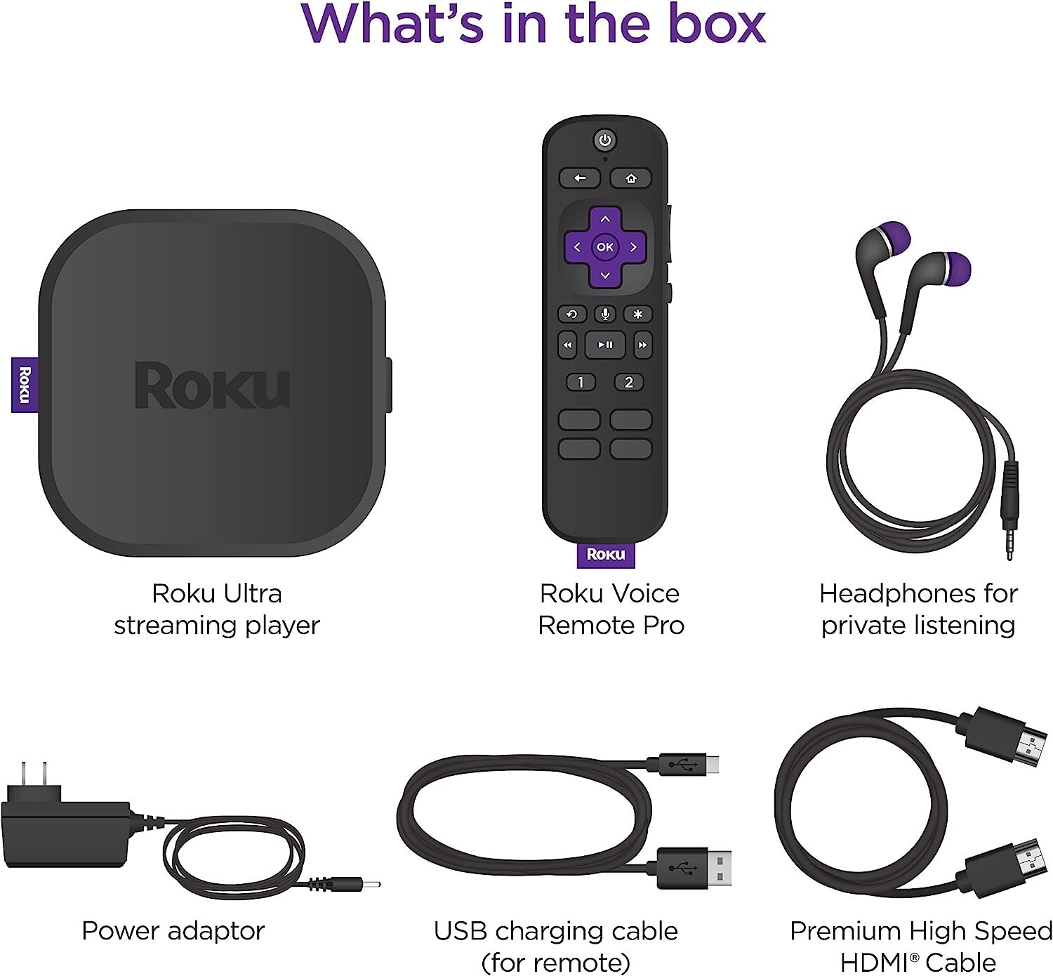 Roku Ultra 4K UHD Streaming Media Player with Voice Remote Pro – NEW