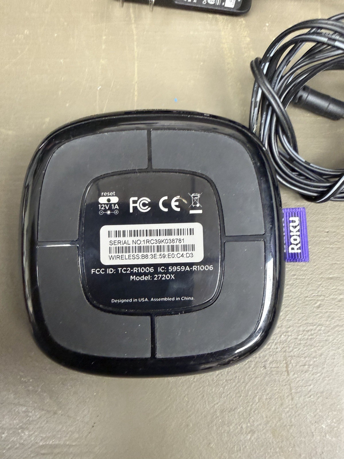 Roku 2 Media Streamer 2720X Black w/Power Supply – No Remote