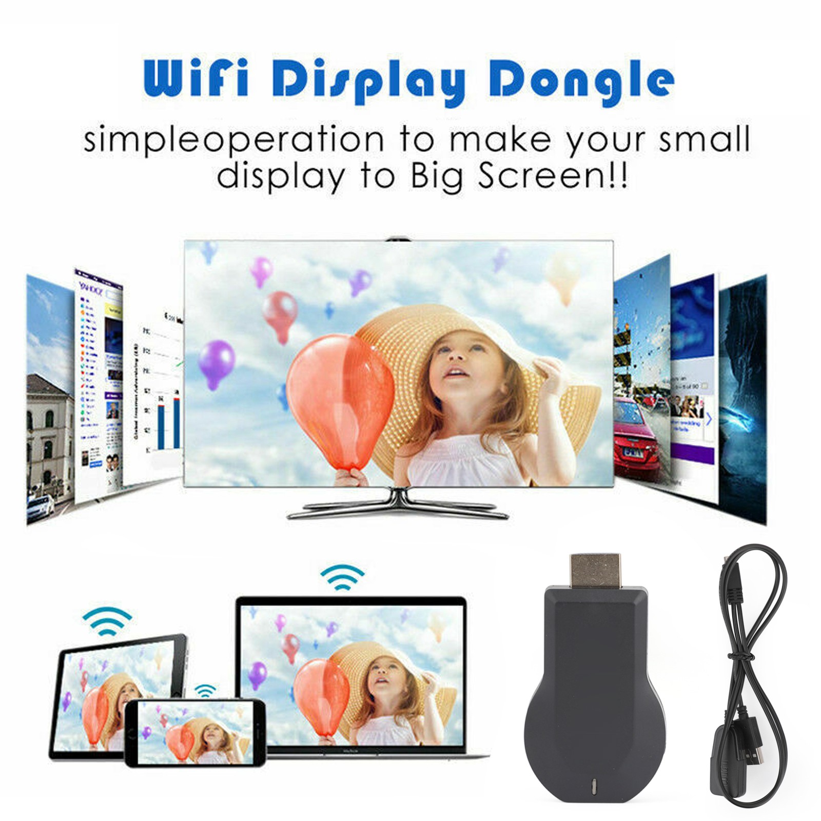 M4+ Air Play HD TV Stick WIFI Display Receiver Dongle Streamer