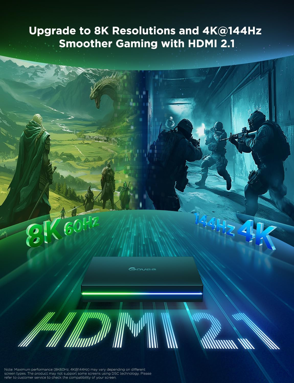 Govee HDMI 2.1 Sync Box 2, AI Sync Box with TV Backlight, Supports 8K@60Hz, 4K@1