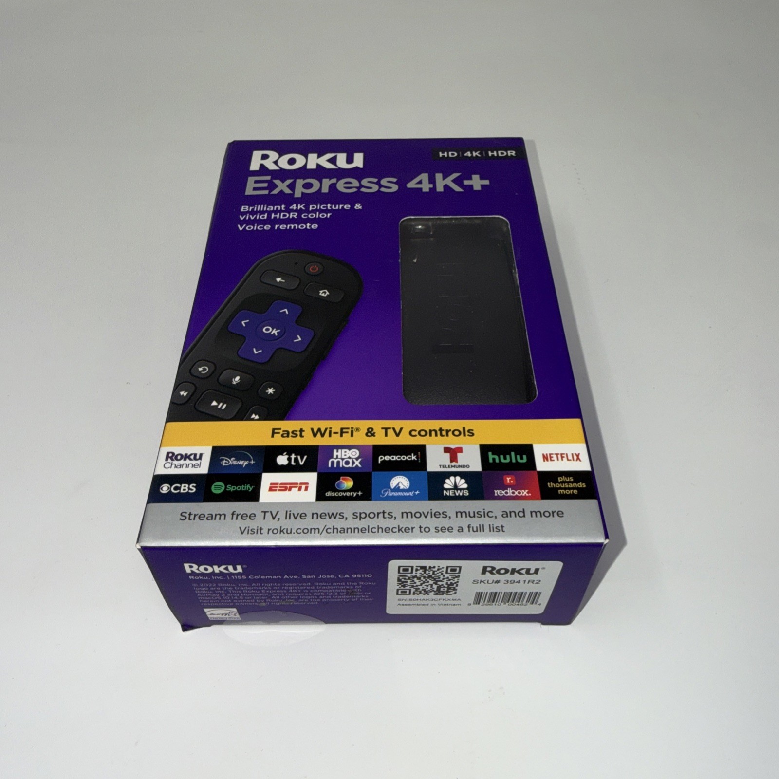 Express 4K+ Streaming Player HD/4K/HDR with Roku Voice with TV Controls