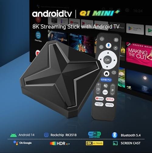 Android 14 TV Box 2026, Android TV Box 8K Ultra HD with 2GB RAM and 16GB ROM,