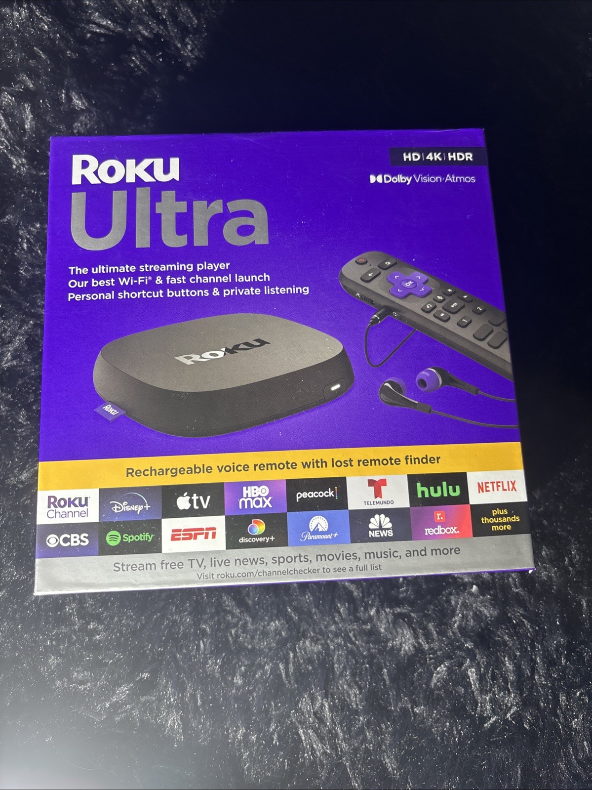 Roku Ultra 4K UHD Streaming Media Player with Voice Remote Pro
