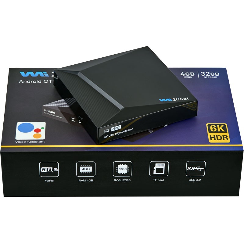 We2USat K3 Android Box-Smart Bluetooth Media Player-WiFi-Voice Remote TV BOX US