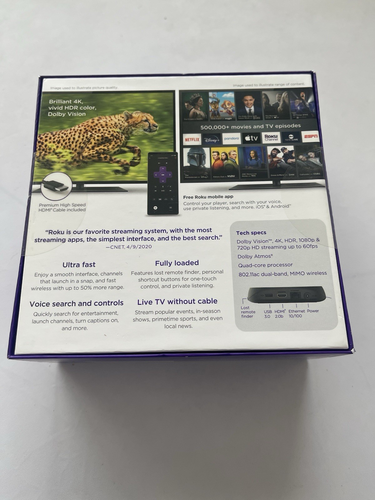 Roku Ultra 4K HDR Dolby Vision/Atmos Streaming Box 4800R HDMI Ethernet