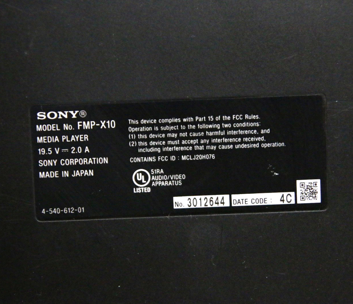 Sony 4K Ultra HD 1TB Streaming Video Player 2160p WiFi model FMP-X10 -No remote